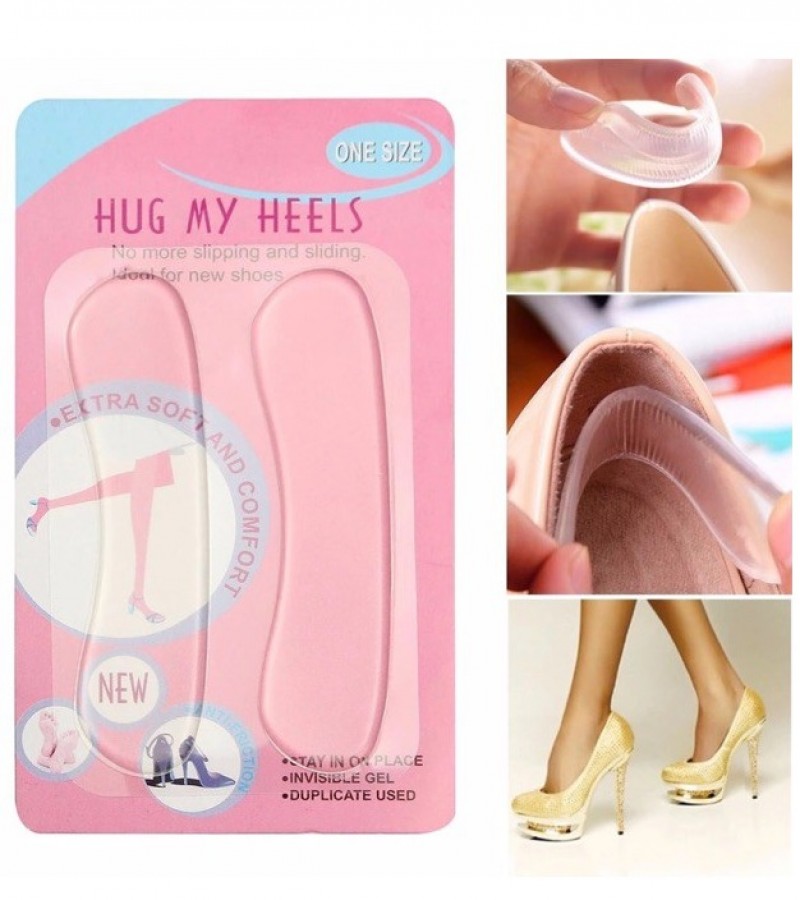 1Pair Gel Silicone Heel Grip Transparent Liner Insole Shoe  Foot Care Protector Patch Pain Relief