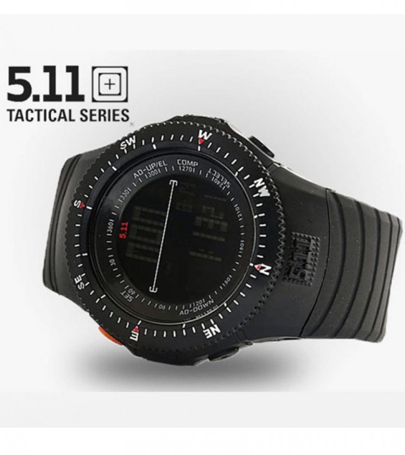 511 Army Black Rubber Digital Tactical Watch For Men - Black - Sale ...