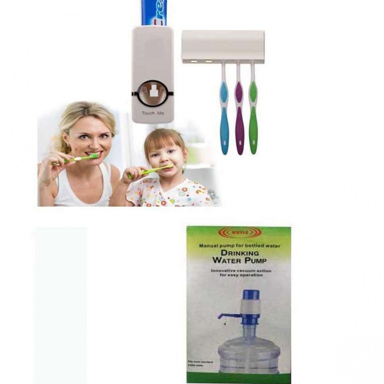 Automatic Toothpaste Dispenser -  5 Toothbrush Holder - Manual Water Pump