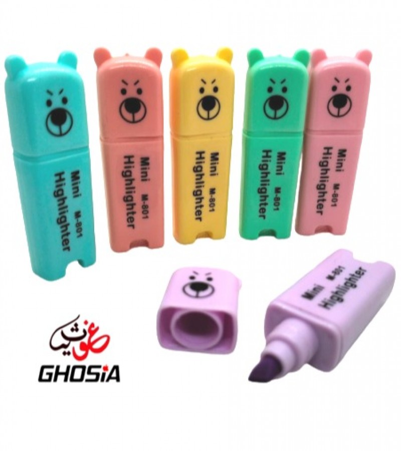 Cute Bear Design Multicolor Mini Highlighter Set ( 6 Pcs Pack ) – 801