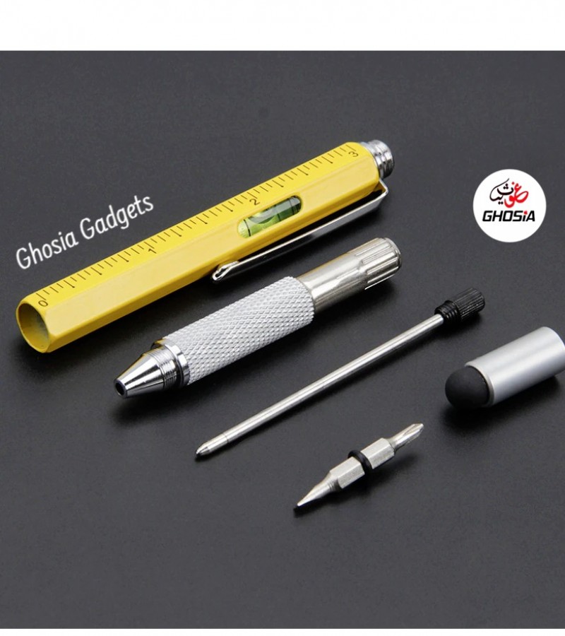 7 in 1 Multifunction Pen Tool with Screwdriver, Bubble level, Ruler and Stylus Pen