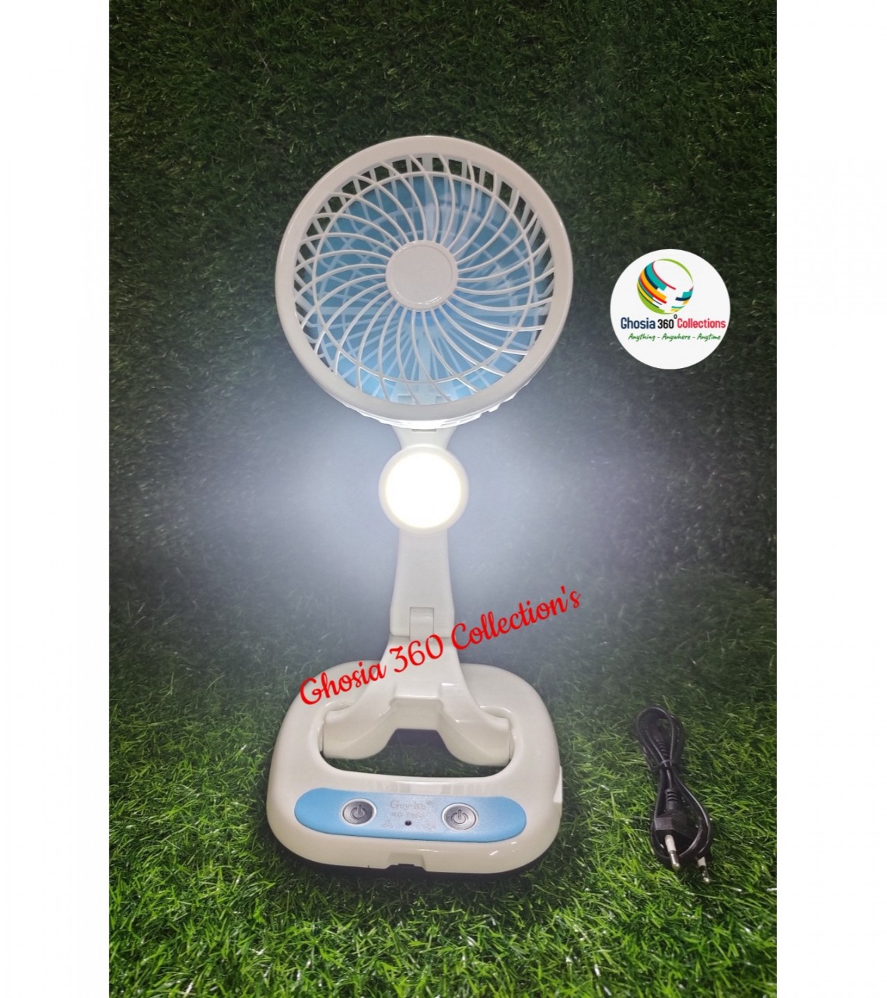 Folding Fan With Bright LED Light Multifunctional Portable Variable Wind Speed & Light Brightness