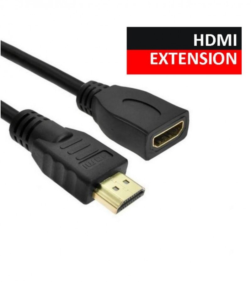 HDMI Male To Female Extension - 1 foot - Black