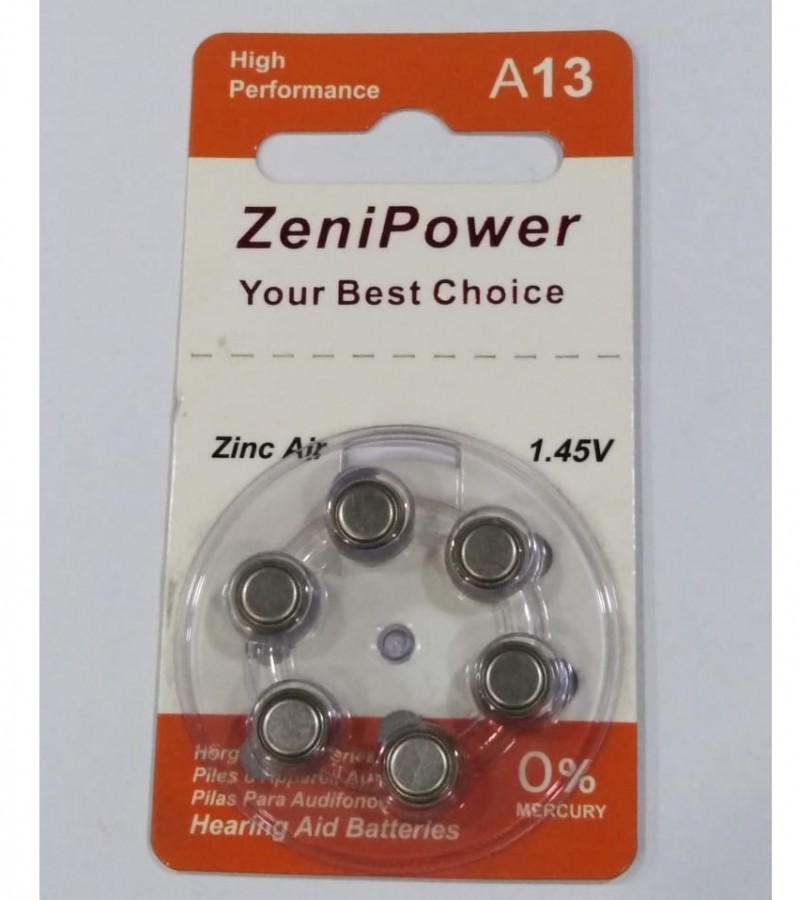 Hearing Aid Batteries Cells Pack of 6 Cells - A13