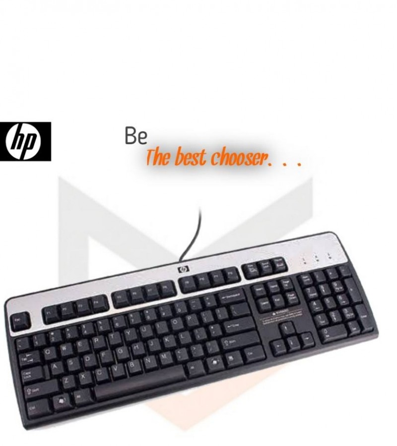 HP Wired USB Keyboard For Desktop & Laptop - SK-2885 - Black & Silver