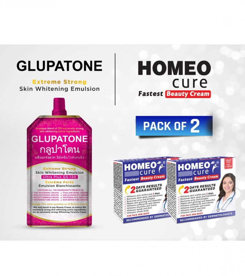 2X Homeo Cure Creams 1X Glupatone 50ml Whitening Bundle