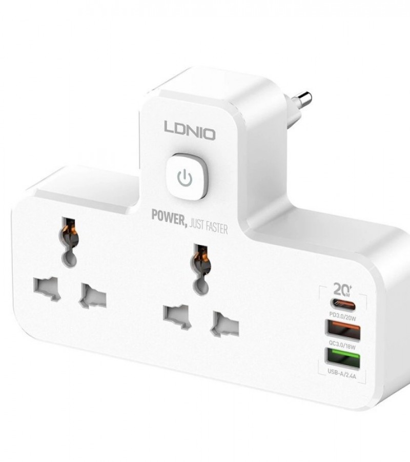 LDNIO Power Strip 2 Port with 2 USB and 1 USB-C PD & QC3.0 EU (SC2311) – White