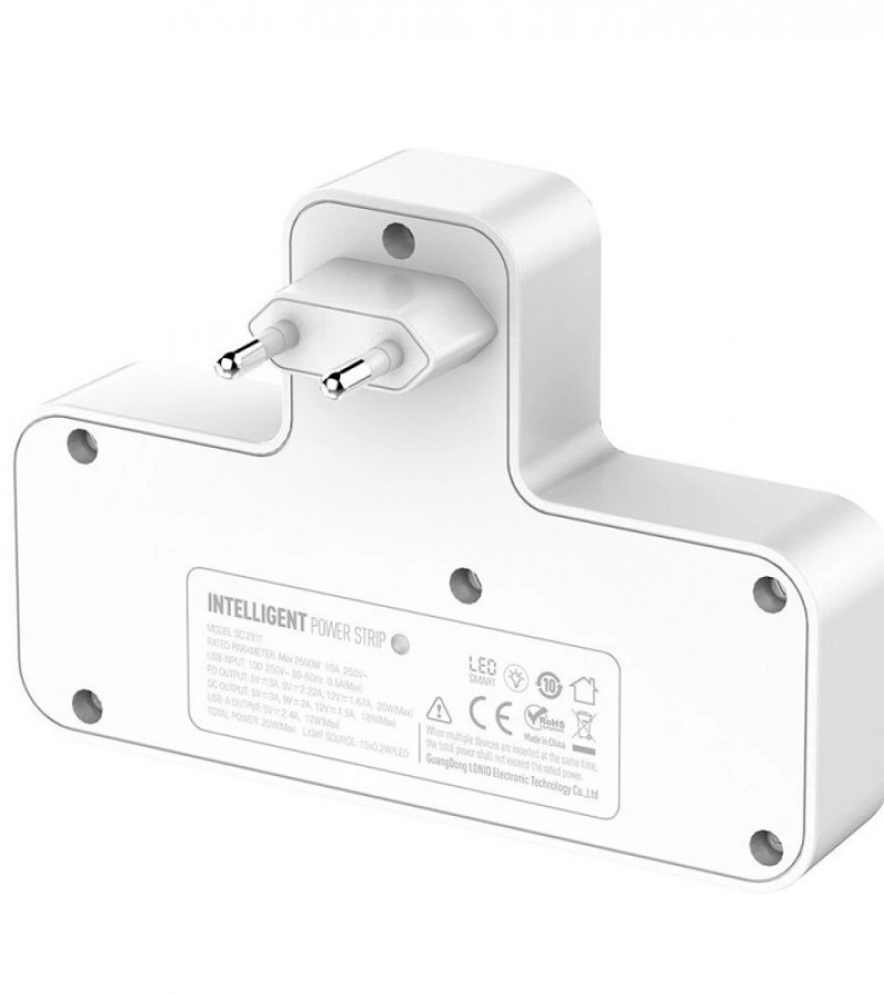 LDNIO Power Strip 2 Port with 2 USB and 1 USB-C PD & QC3.0 EU (SC2311) – White