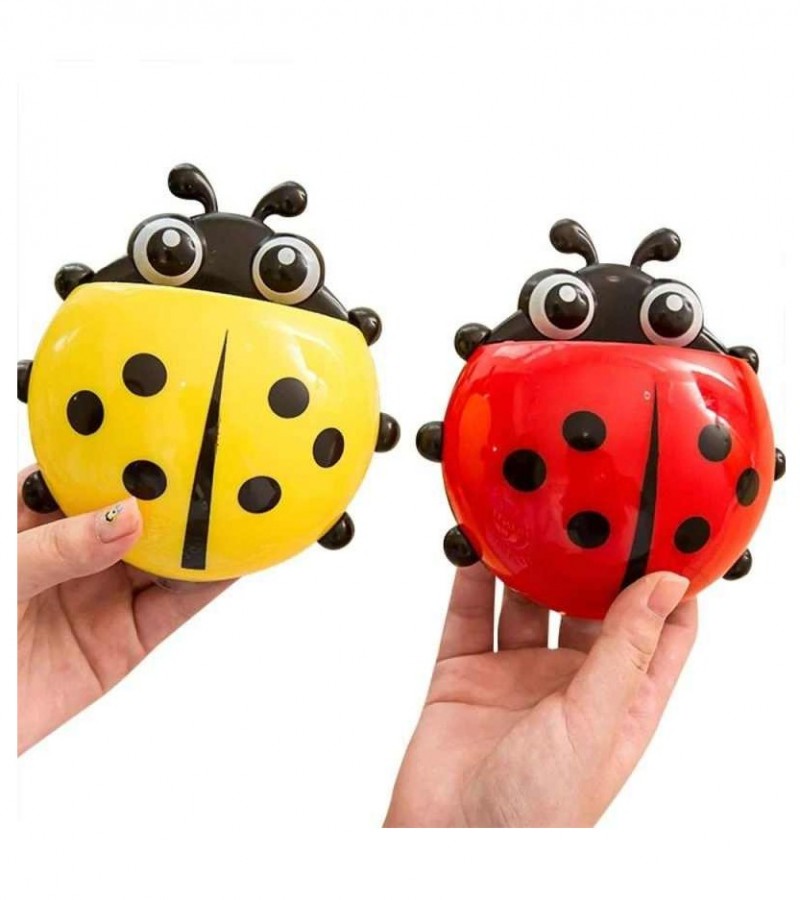 Pack of 3 Cute Ladybug Toothbrush Wall Holder
