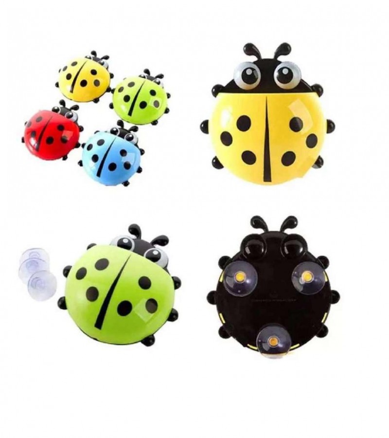 Pack of 3 Cute Ladybug Toothbrush Wall Holder Bathroom Cartoon Set