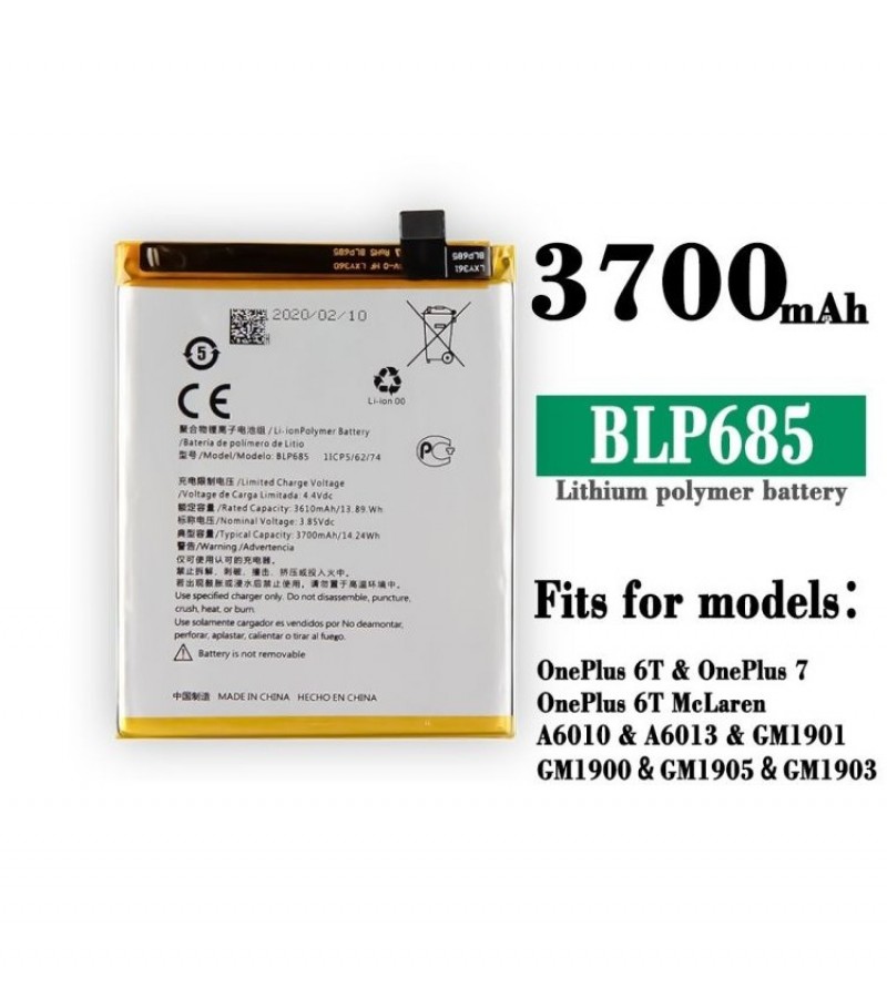 Original New BLP685 Battery For Oneplus 7 Oneplus 6T 1+7 1+6T Capacity-3700mAh