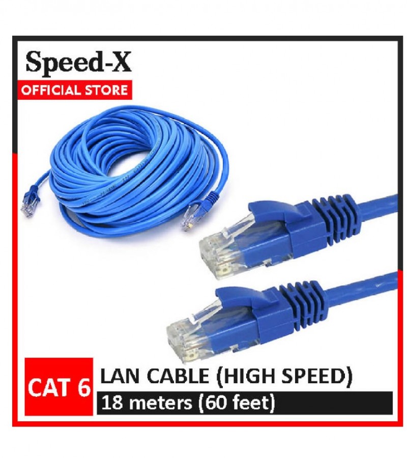 SpeedX LAN Cable 18 meters (60 feet) Cat 6 Ethernet Cable Fixed Connectors Internet Wire