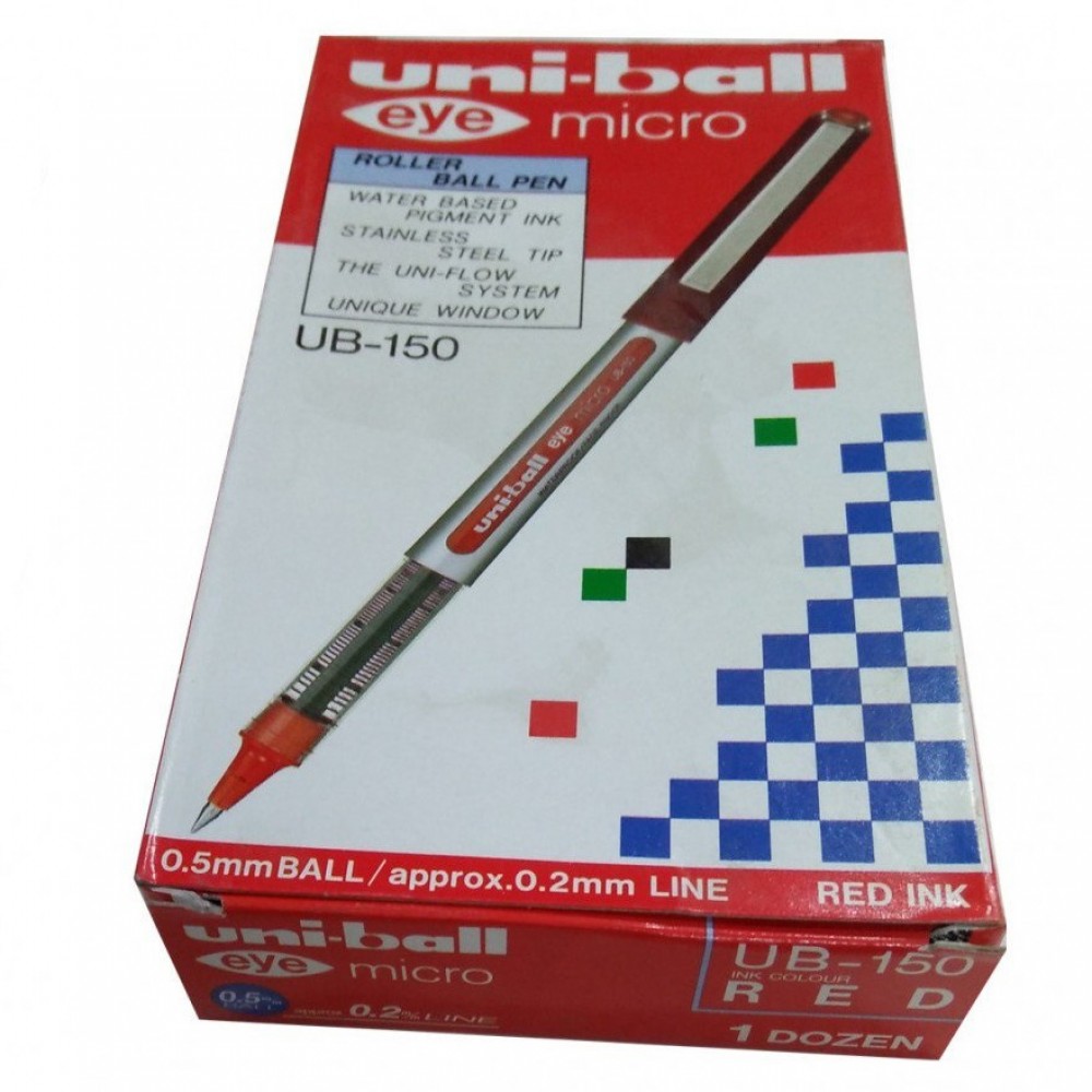 Uniball Eye Micro Ball Pen - 12 Pieces - Red, Blue & Black